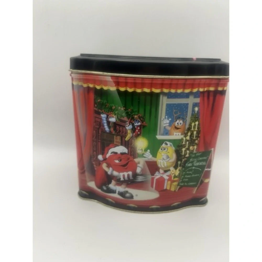 2-PC‎ M&Ms Brand Christmas Village Metal Tin Canisters Limited Edition